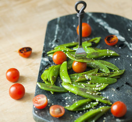 Homemade sauteed sugar snap peas