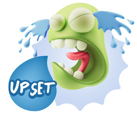 3d Illustration Sad Character Emoji Expression saying Upset with