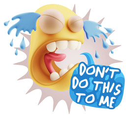 3d Illustration Sad Character Emoji Expression saying Don't do t