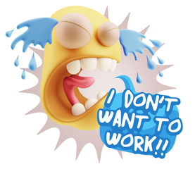 3d Illustration Sad Character Emoji Expression saying I Don't Wa