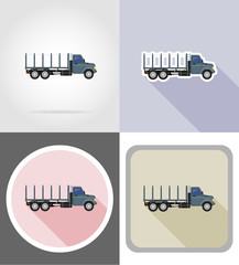 cargo truck for transportation of goods flat icons vector illust