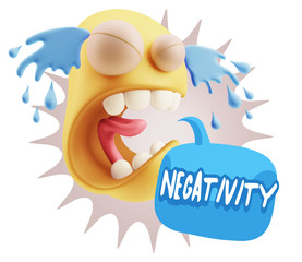 3d Illustration Sad Character Emoji Expression saying Negativity