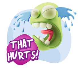 3d Illustration Sad Character Emoji Expression saying That Hurts