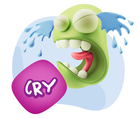 Obraz premium 3d Illustration Sad Character Emoji Expression saying Cry with C