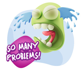 Obraz premium 3d Illustration Sad Character Emoji Expression saying So Many Pr