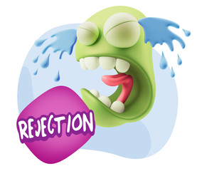 3d Illustration Sad Character Emoji Expression saying Rejection