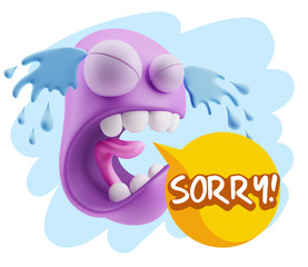 3d Illustration Sad Character Emoji Expression saying Sorry with