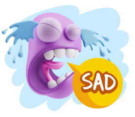 3d Illustration Sad Character Emoji Expression saying Sad with C
