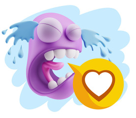 3d Illustration Sad Character Emoji Expression saying Heart Shap