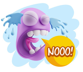 3d Illustration Sad Character Emoji Expression saying No with Co