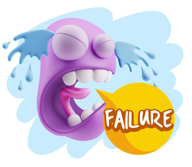 3d Illustration Sad Character Emoji Expression saying Failure wi