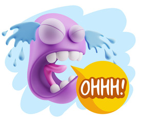 3d Illustration Sad Character Emoji Expression saying Oh with Co