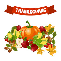 Vector Illustration of a Happy Thanksgiving Celebration Design.