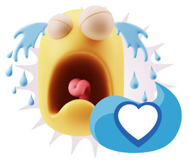 3d Illustration Sad Character Emoji Expression saying Heart Shap