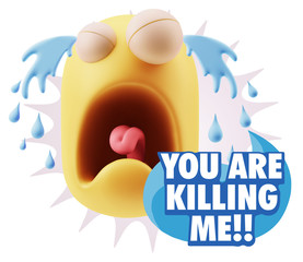 3d Illustration Sad Character Emoji Expression saying You are Ki