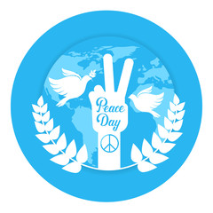 Obraz premium Hand Group Peace Sign World International Holiday Poster
