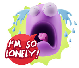 3d Illustration Sad Character Emoji Expression saying I'm so Lon
