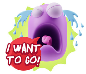 Fototapeta premium 3d Illustration Sad Character Emoji Expression saying I Want to
