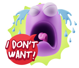 3d Illustration Sad Character Emoji Expression saying I Don't Wa