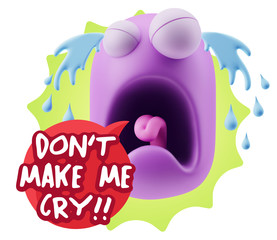3d Illustration Sad Character Emoji Expression saying Don't Make