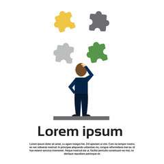 Business Man Solve Puzzle Solution Concept