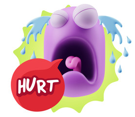3d Illustration Sad Character Emoji Expression saying Hurt with