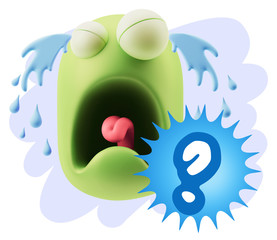 3d Illustration Sad Character Emoji Expression saying Question M