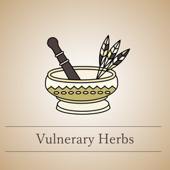 Vector logo of a mortar for herbs.