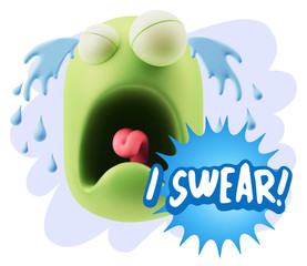 3d Illustration Sad Character Emoji Expression saying I Swear wi