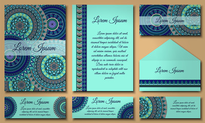 Invitation card collection. Vintage decorative elements. Islam, Arabic, Indian, ottoman motifs.