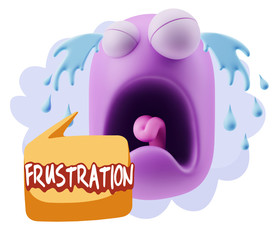 3d Illustration Sad Character Emoji Expression saying Frustratio
