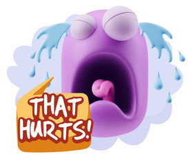 3d Illustration Sad Character Emoji Expression saying That Hurts