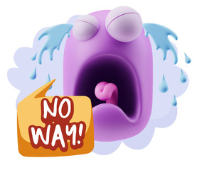 3d Illustration Sad Character Emoji Expression saying No Way wit