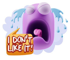 3d Illustration Sad Character Emoji Expression saying I Don't Li