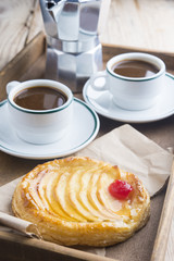 Apple cake with coffee