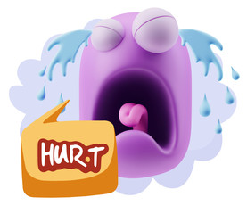 3d Illustration Sad Character Emoji Expression saying Hurt with