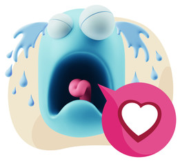 3d Illustration Sad Character Emoji Expression saying Heart Shap