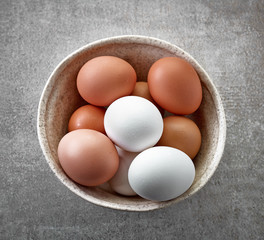 bowl of various fresh eggs
