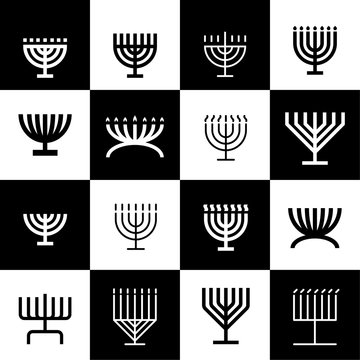 menorah pattern,	icons collection 