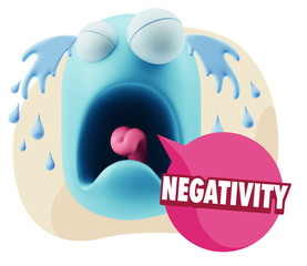 3d Illustration Sad Character Emoji Expression saying Negativity