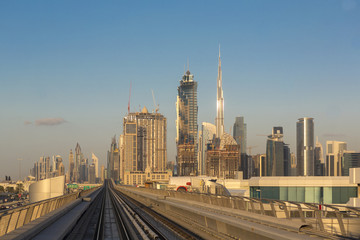 Fototapeta na wymiar Dubai Metro in a summer day in Dubai