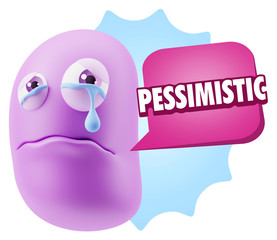 3d Illustration Sad Character Emoji Expression saying Pessimisti