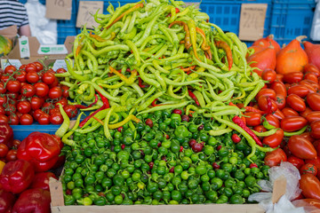 Vegetables in the market stall