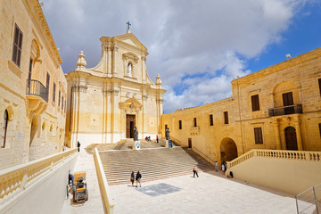 Forecourt of the Cathedral of St Mary, Gozo - obrazy, fototapety, plakaty