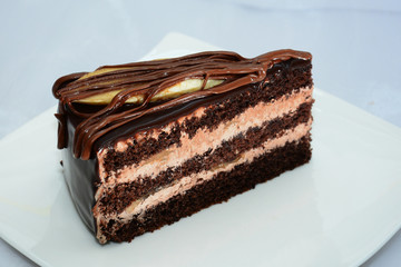 Banana topped chocolate cake