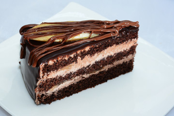 Banana topped chocolate cake