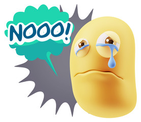 3d Illustration Sad Character Emoji Expression saying No with Co