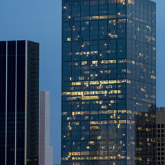 Fototapeta na wymiar Modern skyscraper at night, Victory Park, Dallas, Texas, USA