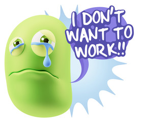 3d Illustration Sad Character Emoji Expression saying I Don't Wa