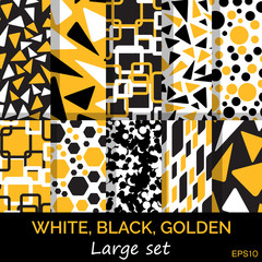 Set of gold, black and white abstract seamless geometric pattern. Arabic pattern. Ethnic pattern. Background pattern. Pattern vector. Pattern design. Pattern vintage. Retro pattern. Pattern wallpaper.